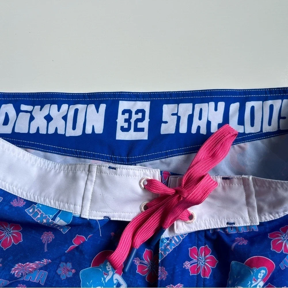DIXXON Blue and Pink Floral stay loose boardShorts